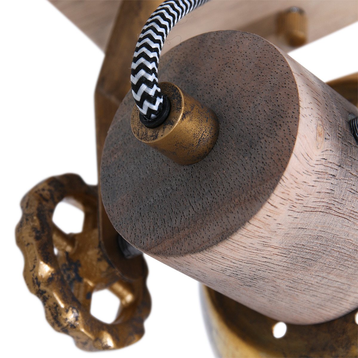 Plafonnier bois avec abat-jour bronze Mexlite Gearwood – Image 4