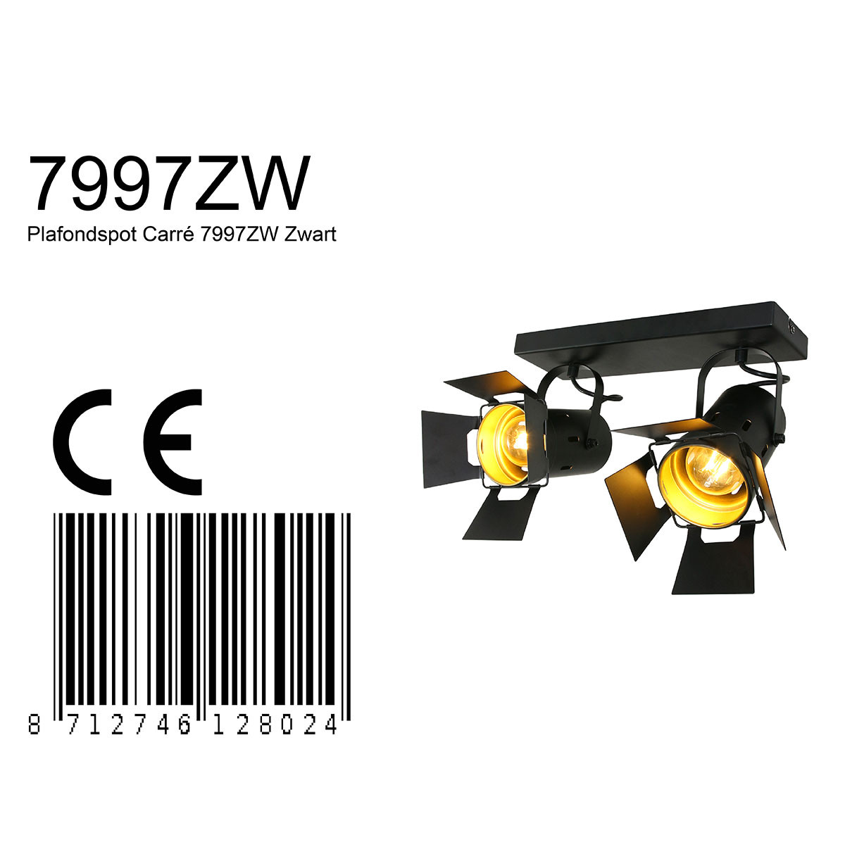 Plafonnier deux spots Mexlite Carré noir – Image 7