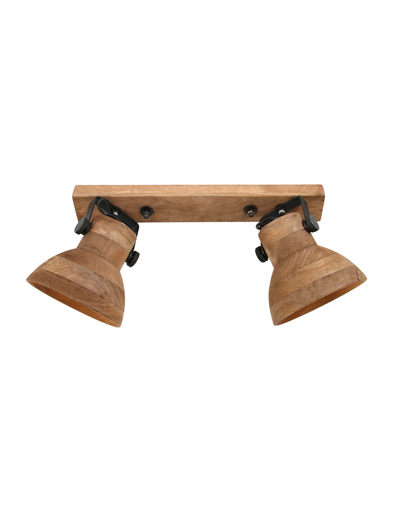 Plafonnier en bois à double spots Llanio Light & Living marron – Image 2