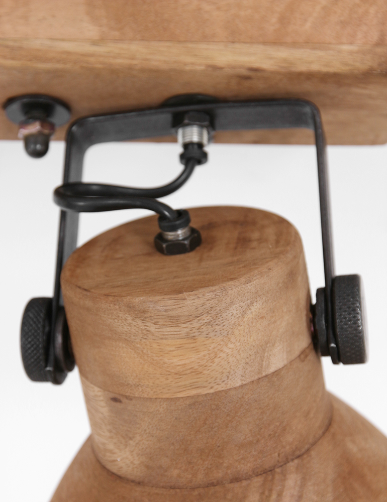 Plafonnier en bois à double spots Llanio Light & Living marron – Image 3