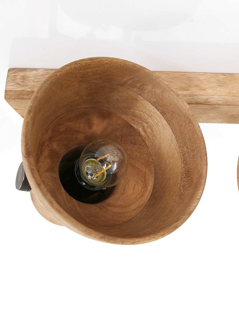 Plafonnier en bois à double spots Llanio Light & Living marron – Image 6