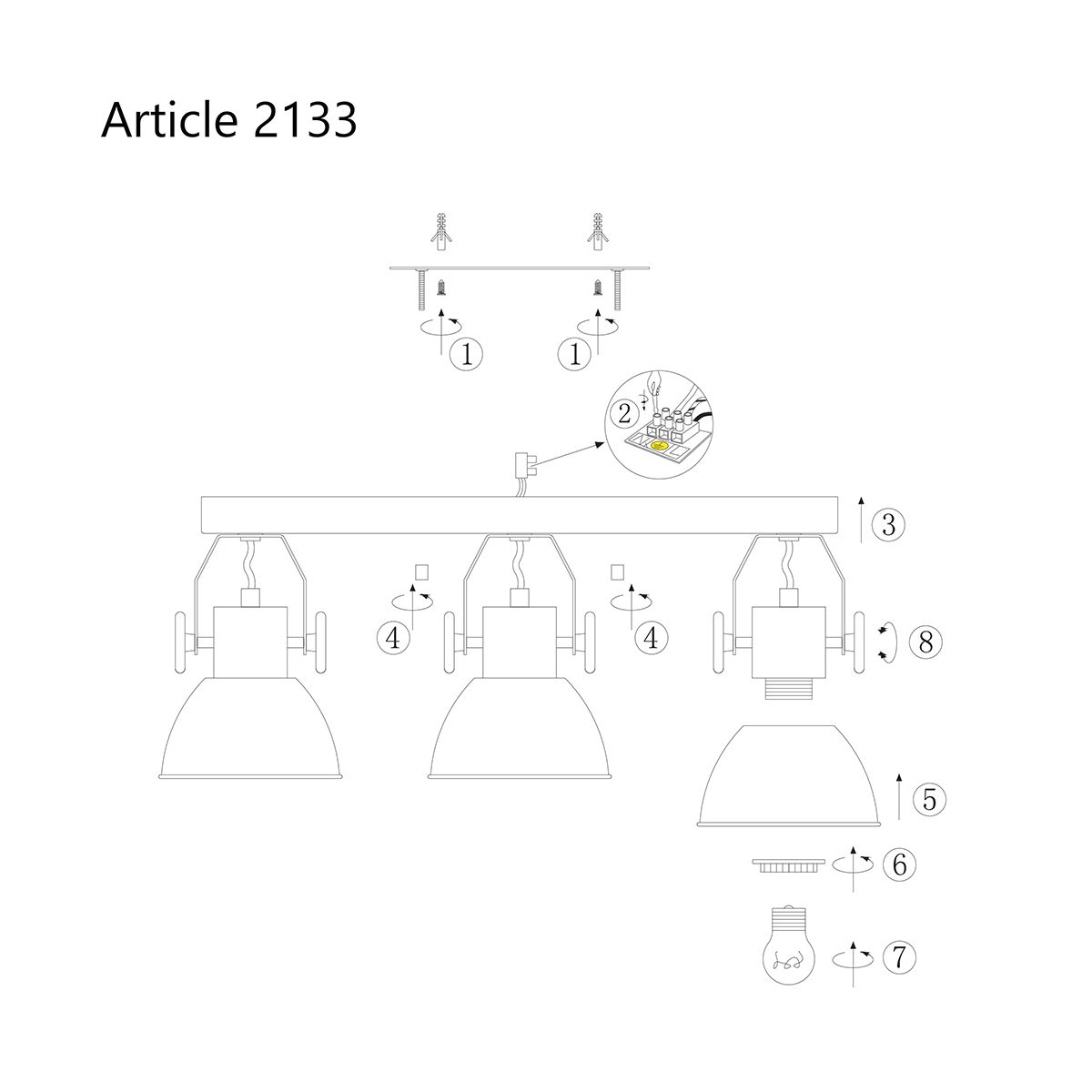 Spot industriel anthracite en métal et bois de caoutchouc Mexlite Gearwood – Image 9
