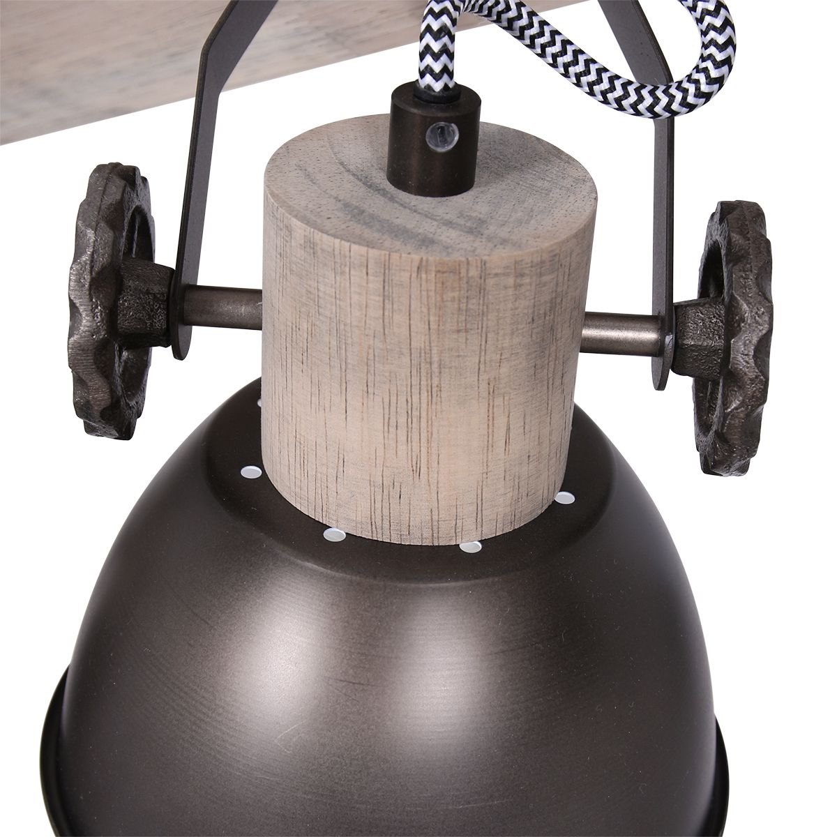 Plafonnier industriel à quatre spots Gerwood Mexlite bois et anthracite – Image 5