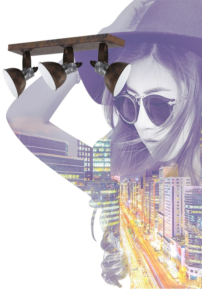 Plafonnier industriel à trois lumières Steinhauer Brooklyn marron – Image 3