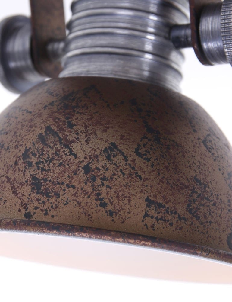 Plafonnier industriel à trois lumières Steinhauer Brooklyn marron – Image 4