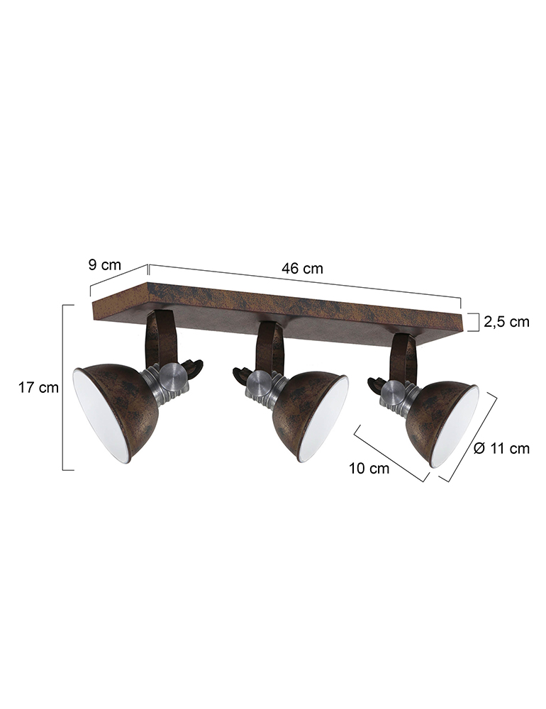 Plafonnier industriel à trois lumières Steinhauer Brooklyn marron – Image 9