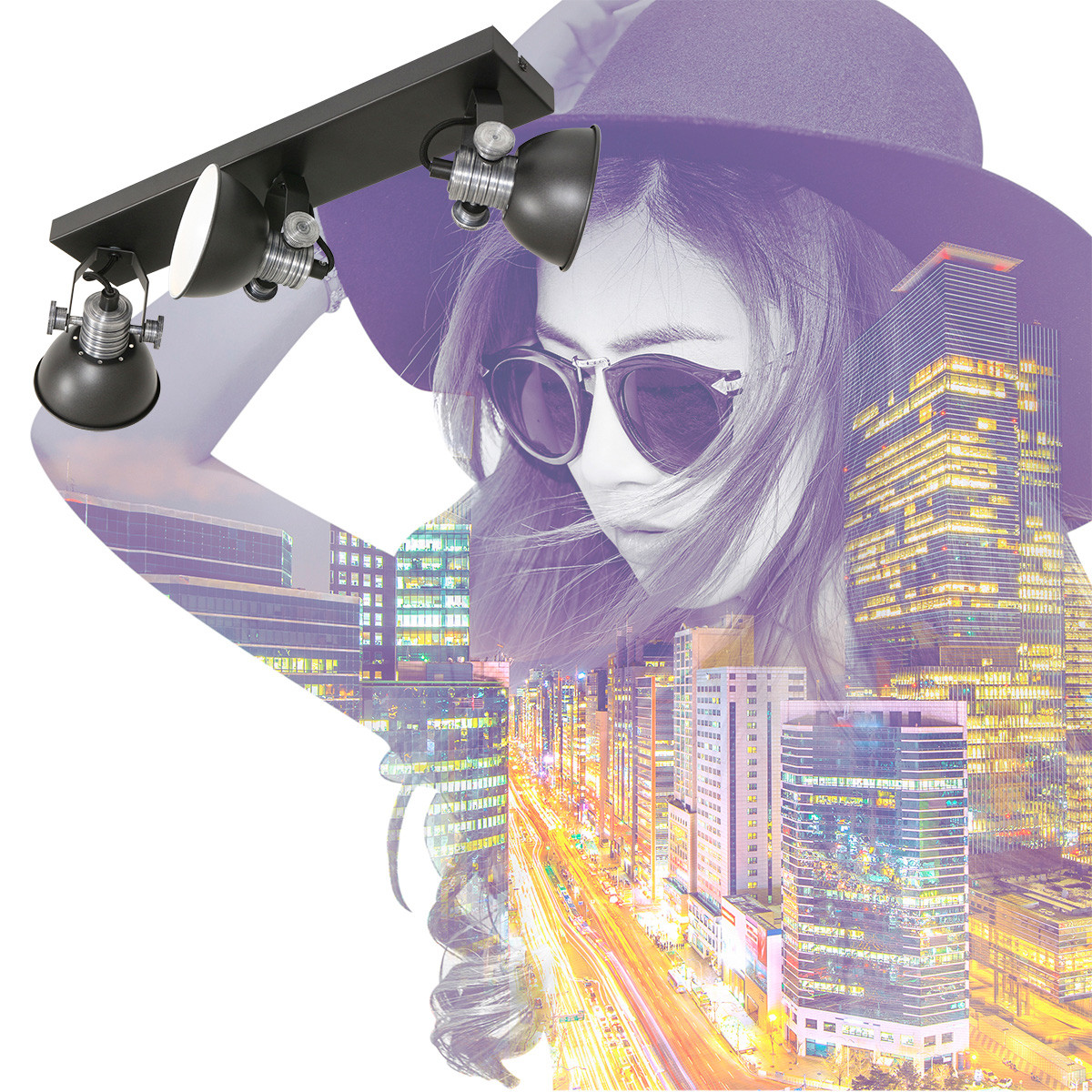 Spot industriel noir en métal Steinhauer Brooklyn – Image 3