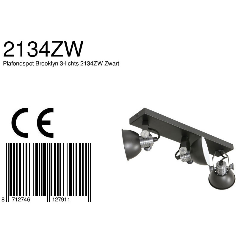 Spot industriel noir en métal Steinhauer Brooklyn – Image 8