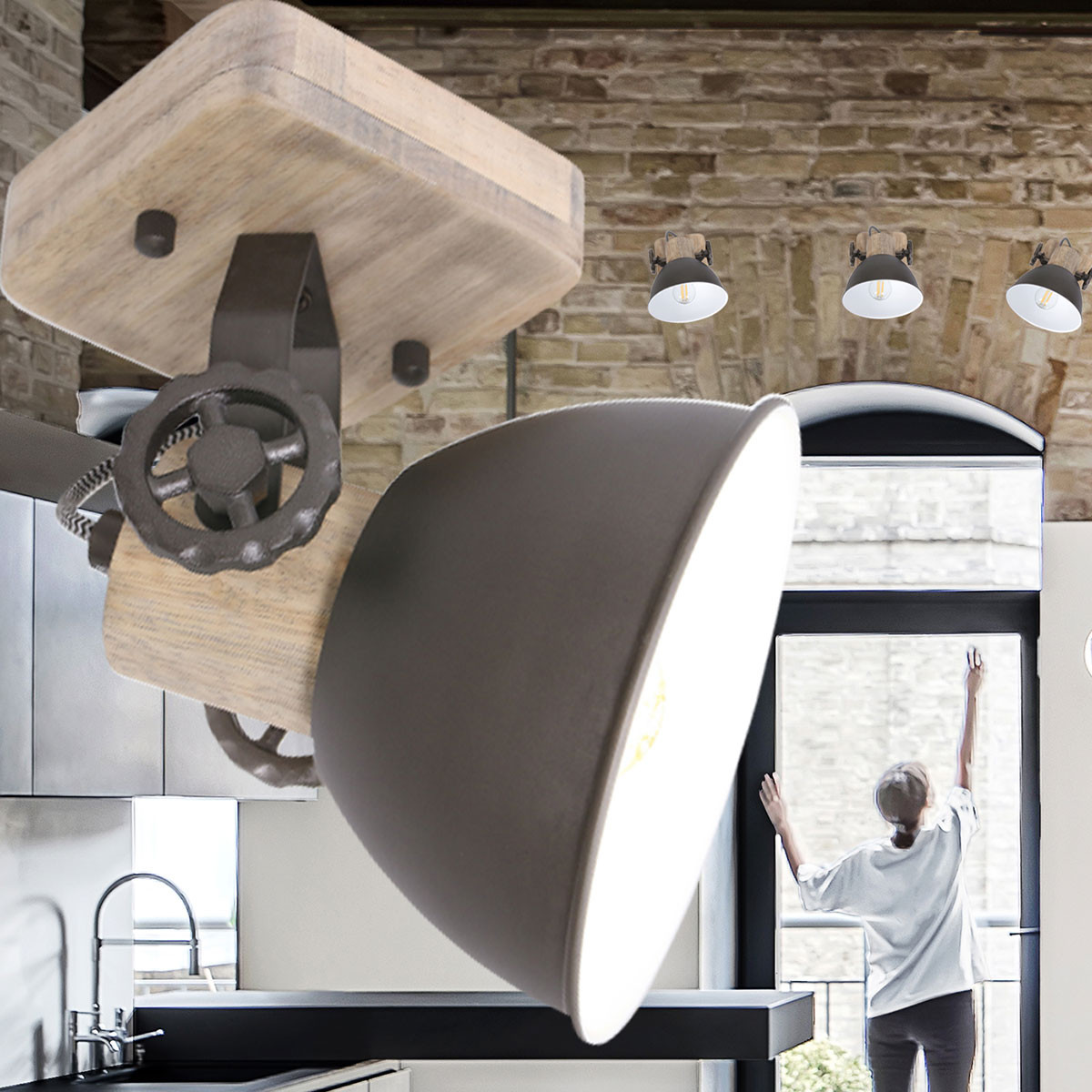 Plafonnier industriel Mexlite Gearwood gris anthracite – Image 3