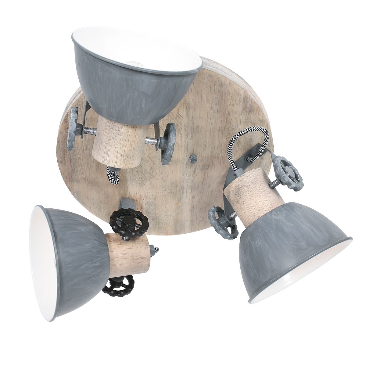 Plafonnier industriel trois spots gris Mexlite Gearwood – Image 2