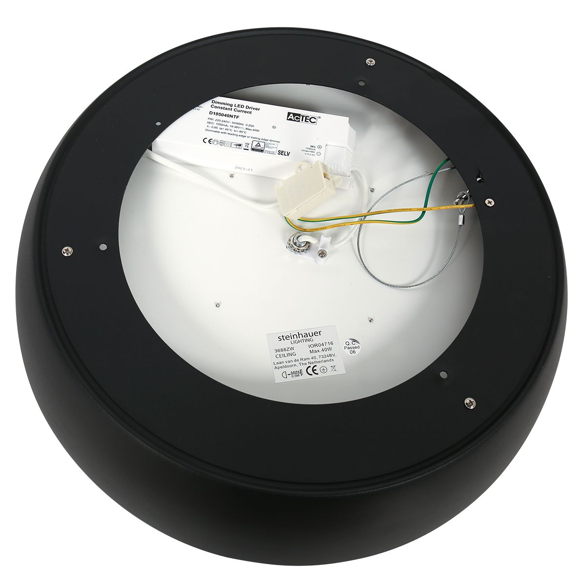 Plafonnier LED Noir Chic en Forme d'Anneau Steinhauer Mykty or et noir – Image 12