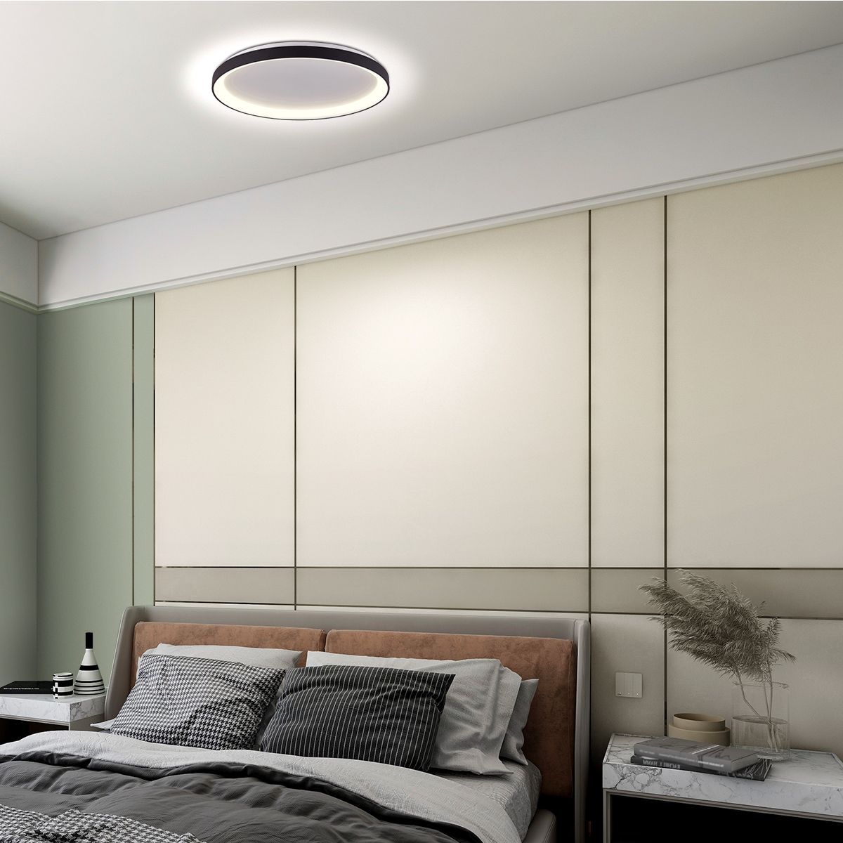 Plafonnier LED Rond Noir et Blanc Épuré Steinhauer Ringlede opaque et noir – Image 3