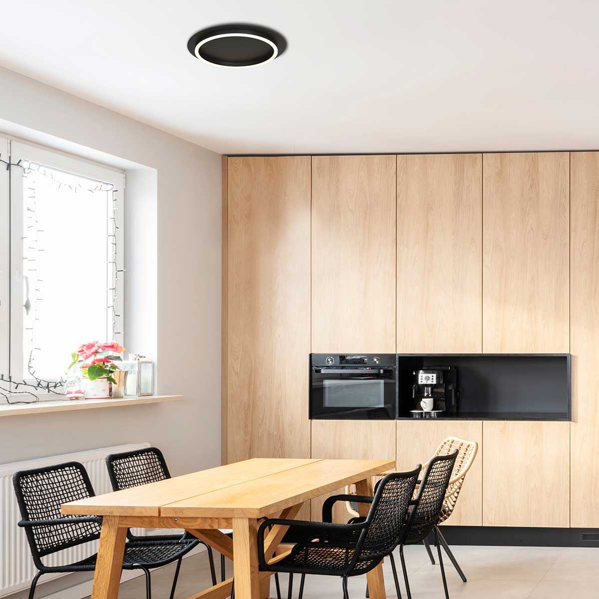 Plafonnier LED sphérique moderne noir mat Steinhauer Ringlux noir – Image 3