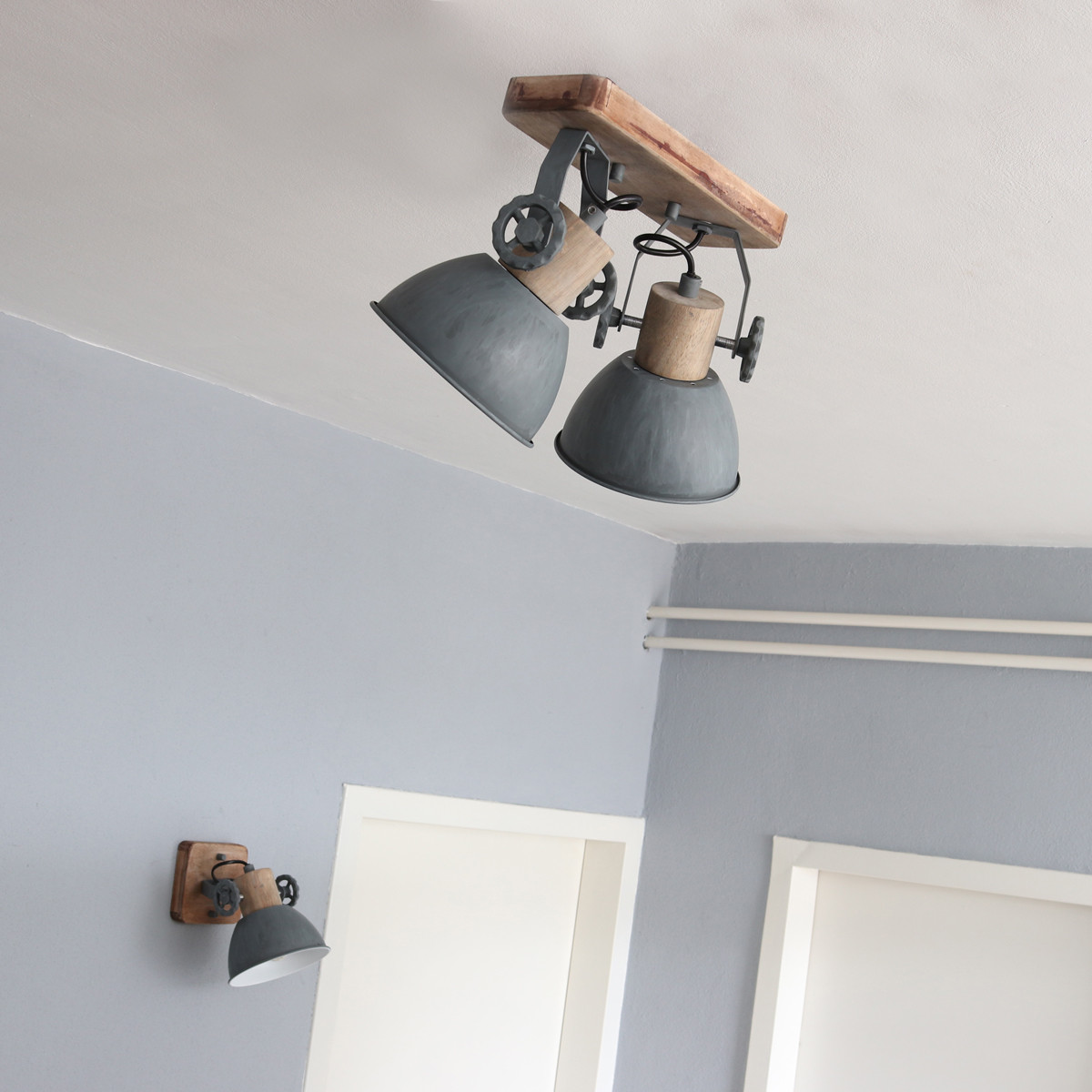 Plafonnier robuste à 2 spots Mexlite York gris – Image 4