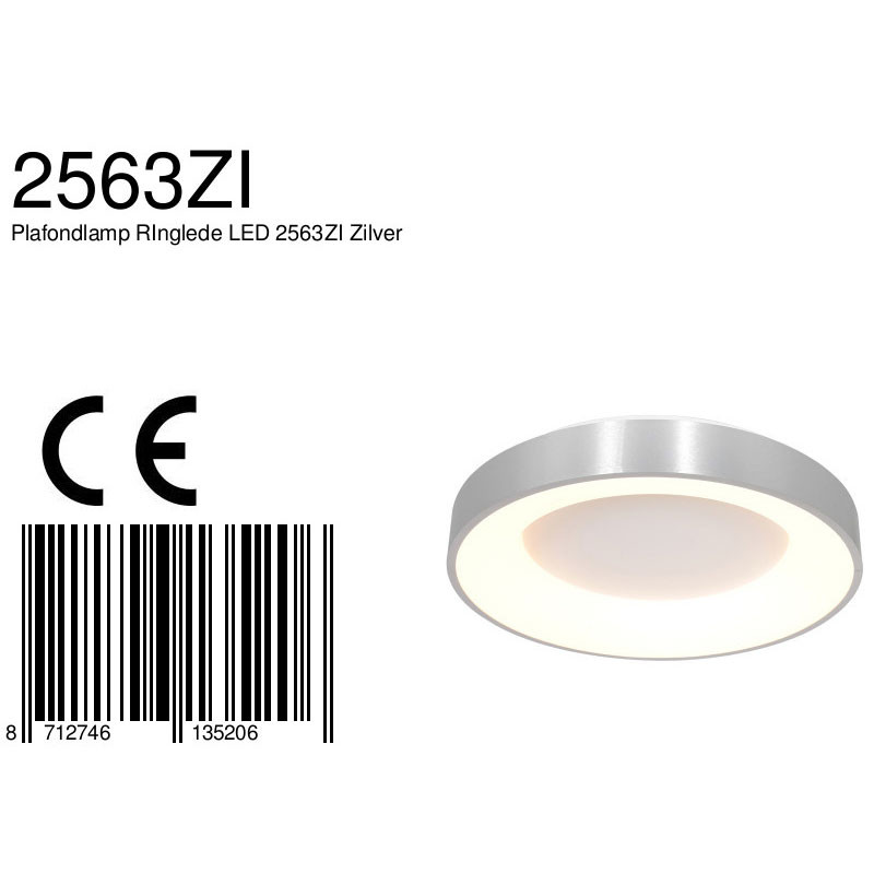 Plafonnier rond en métal LED Steinhauer Ringlede argent – Image 8