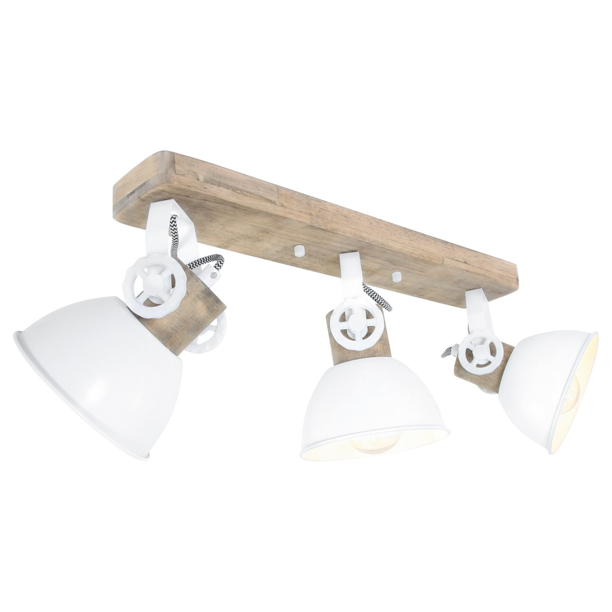 Plafonnier scandinave trois spots blancs avec bois Mexlite Gearwood – Image 2