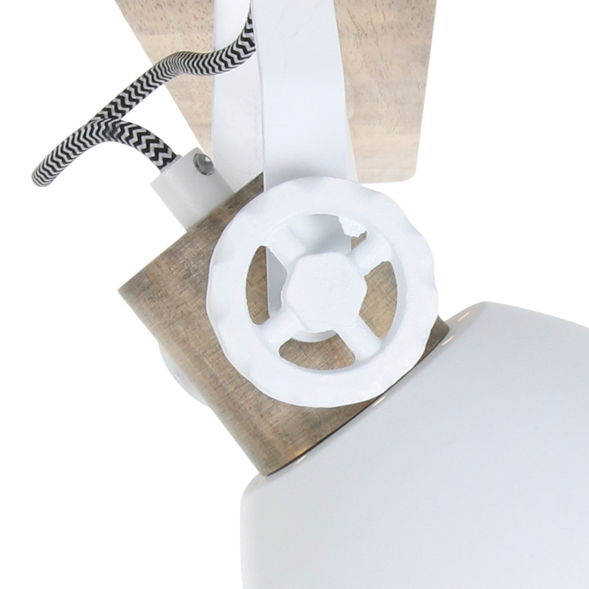 Plafonnier scandinave trois spots blancs avec bois Mexlite Gearwood – Image 3