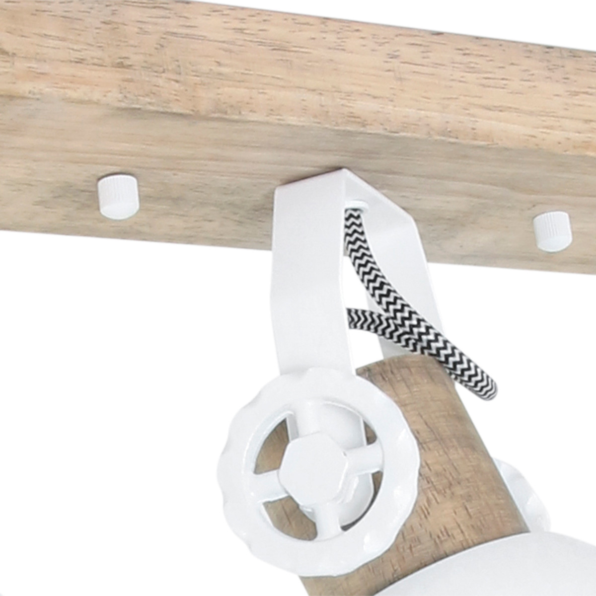 Plafonnier scandinave trois spots blancs avec bois Mexlite Gearwood – Image 4