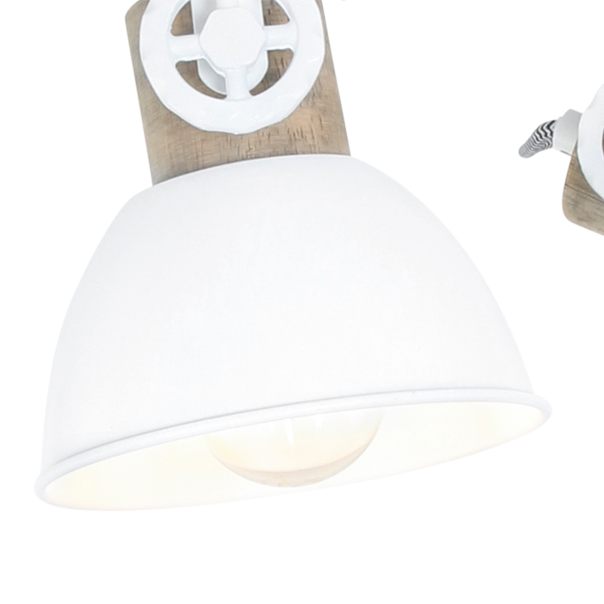 Plafonnier scandinave trois spots blancs avec bois Mexlite Gearwood – Image 5