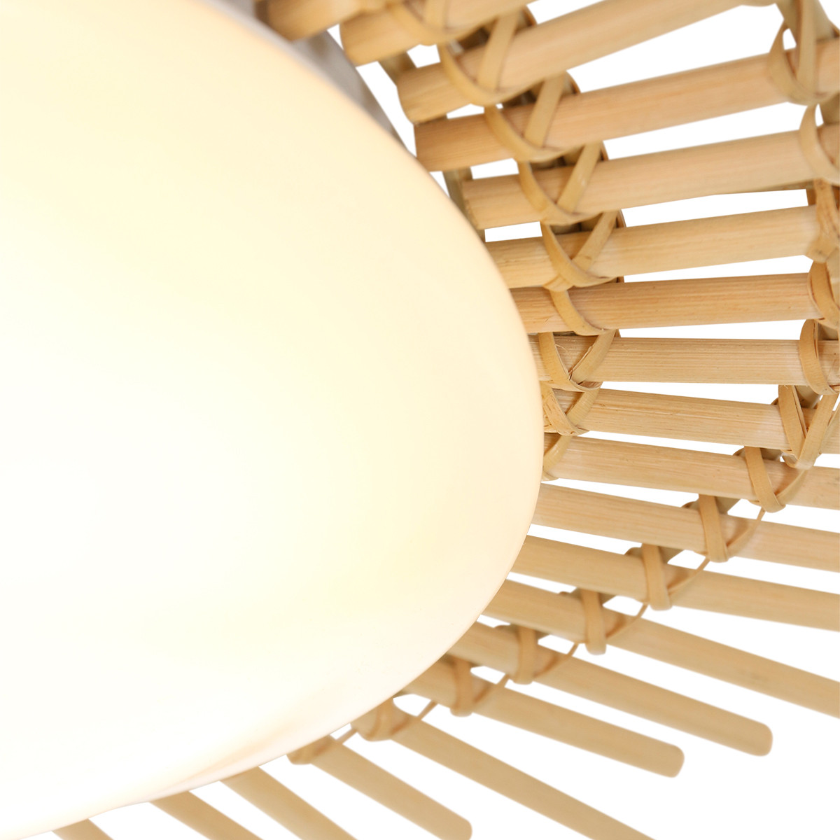 Plafonnier soleil en bambou LED Anne Lighting Aura blanc – Image 3