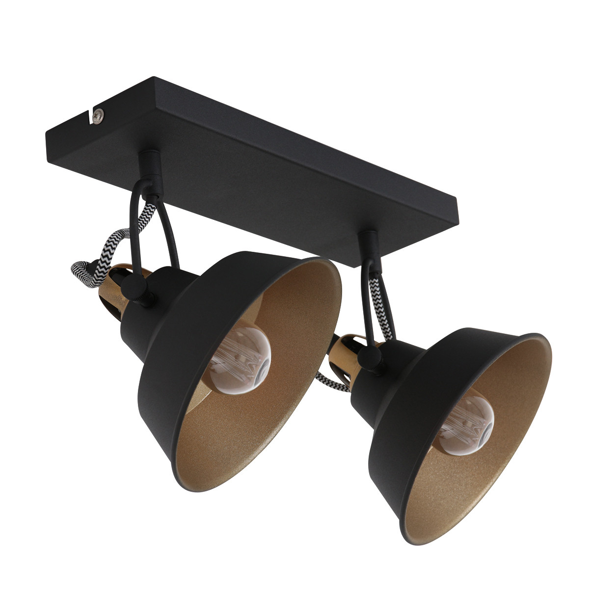 Applique murale industrielle noire à deux lumières réglable Mexlite Nove – Image 2