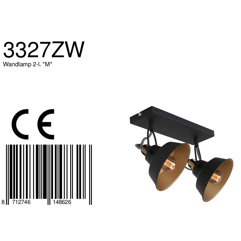 Applique murale industrielle noire à deux lumières réglable Mexlite Nove – Image 7