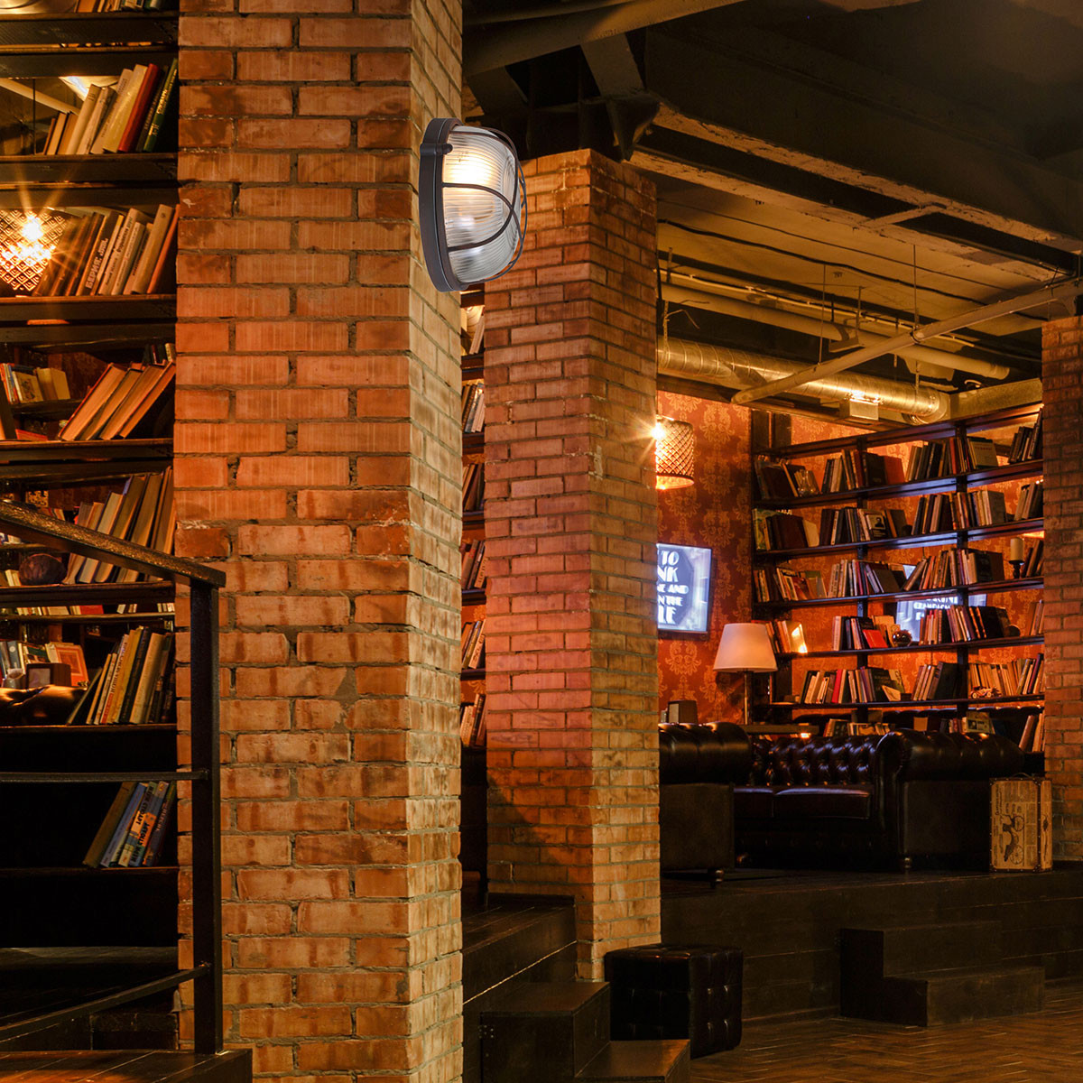 Plafonnier industriel en métal brun et verre Mexlite Lisanne – Image 3