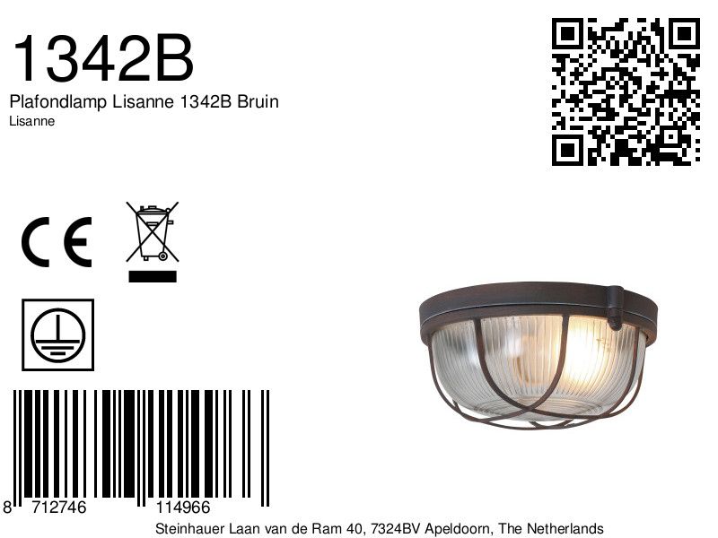 Plafonnier industriel en métal brun et verre Mexlite Lisanne – Image 7