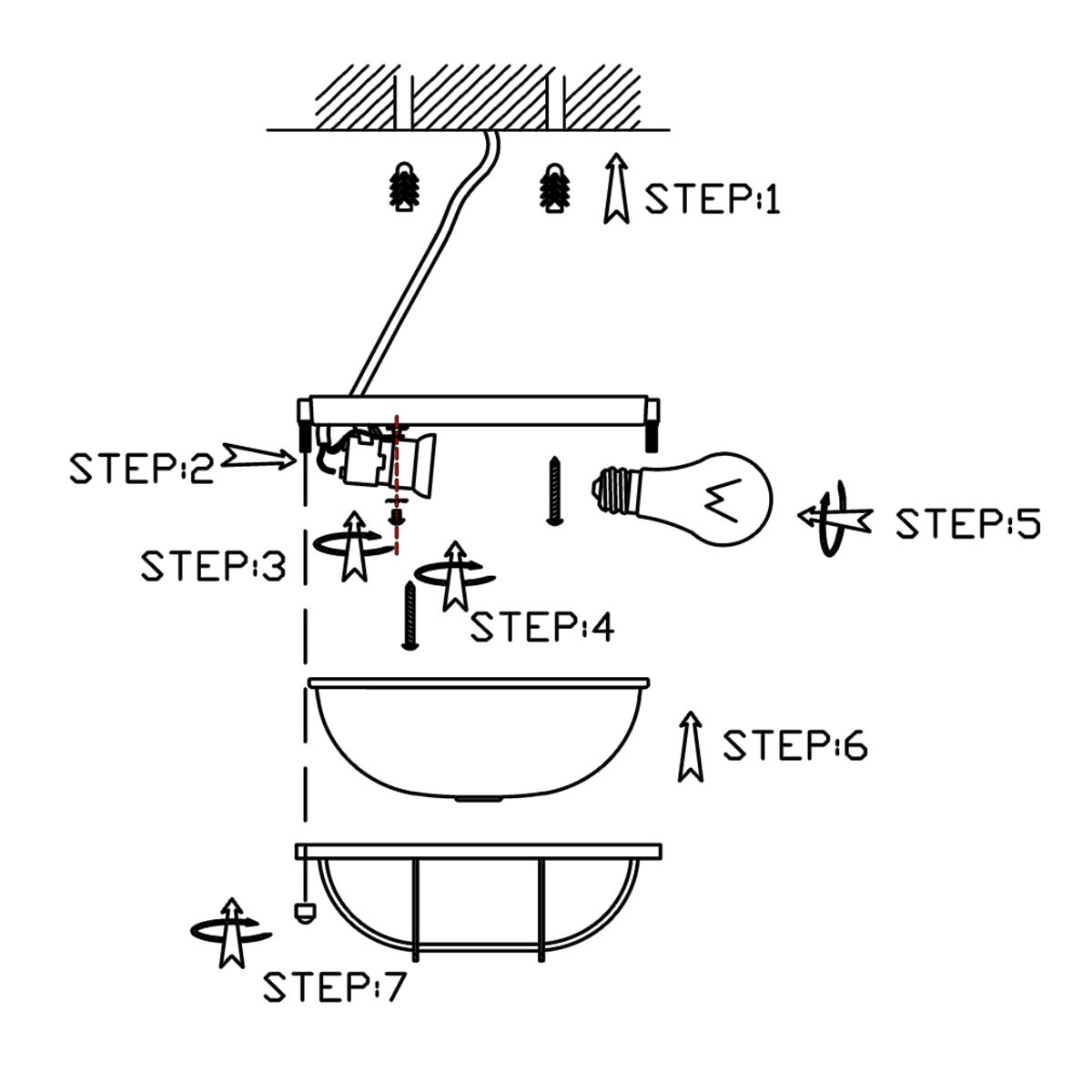Plafonnier industriel en métal brun et verre Mexlite Lisanne – Image 8
