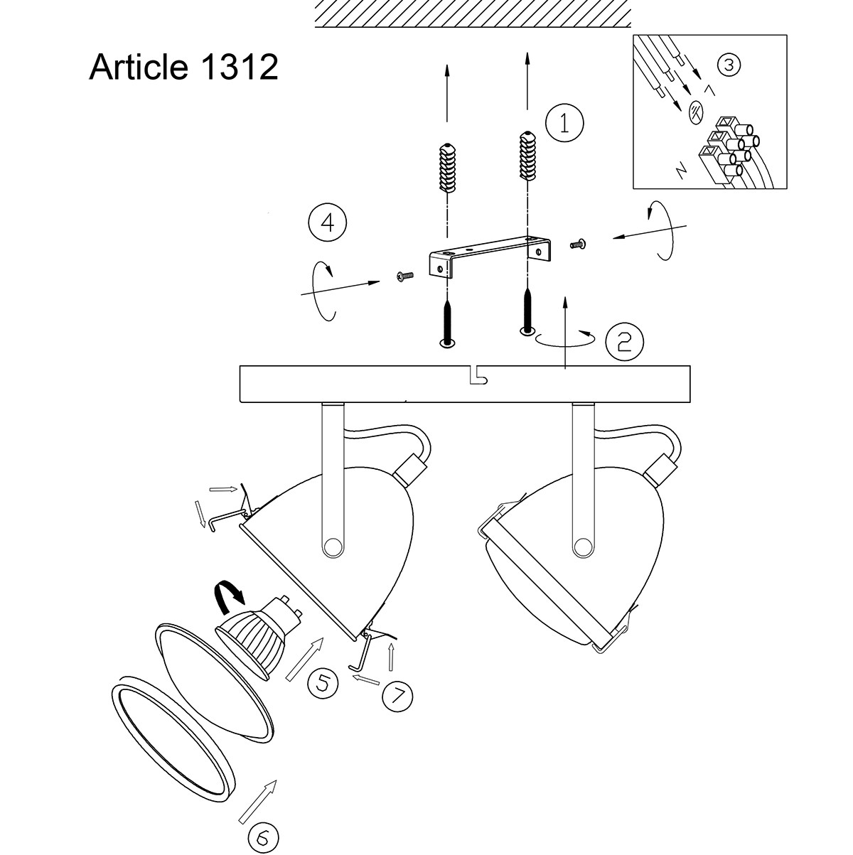 Plafonnier double lumière Mexlite Paco – Image 9
