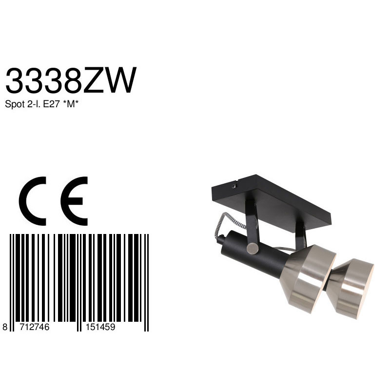 Double spot noir / acier en forme de lanterne Mexlite Acier – Image 7