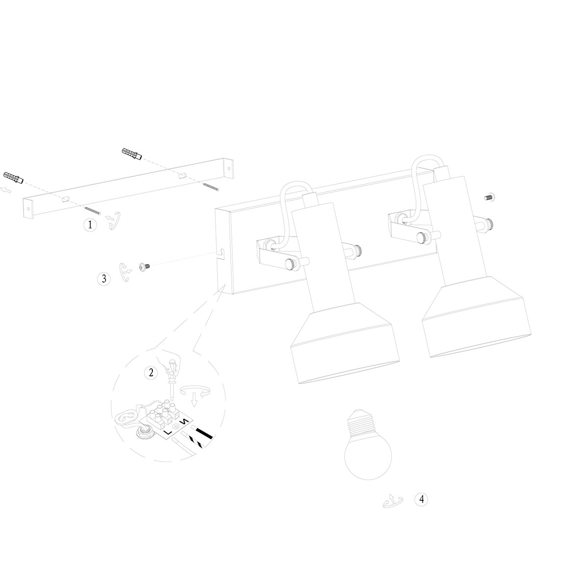 Double spot noir / acier en forme de lanterne Mexlite Acier – Image 8