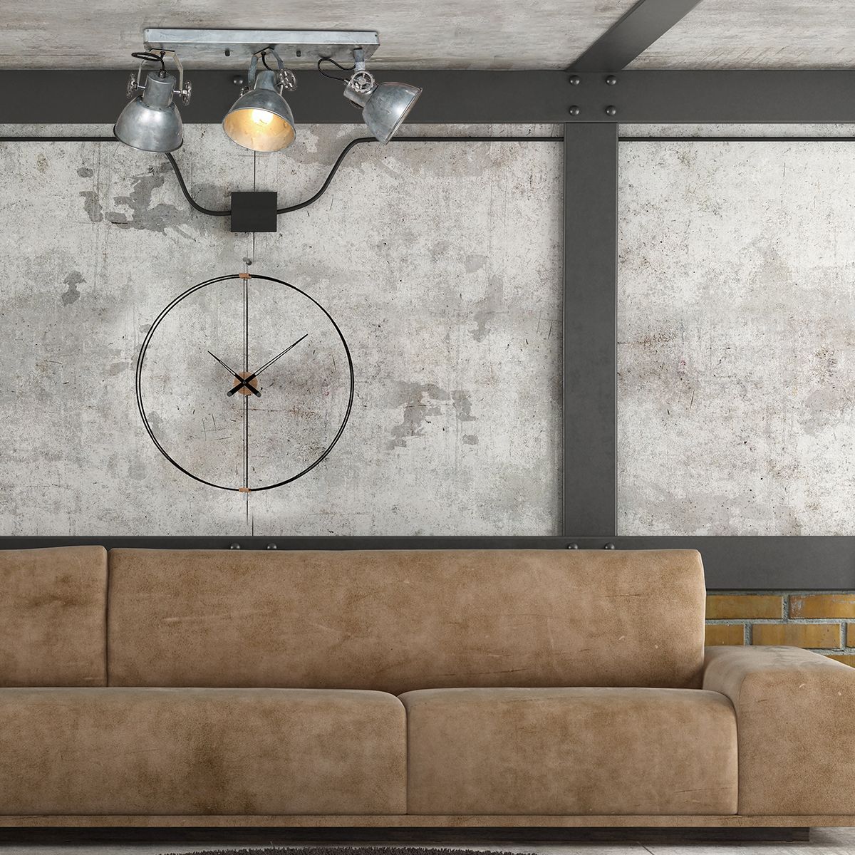 Spot de plafond industriel argenté à trois lumières Mexlite Gearmetal nickel – Image 3