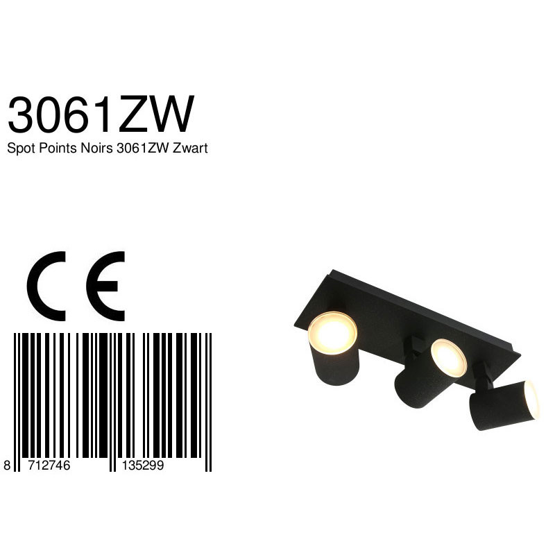 Spot moderne en métal noir Steinhauer Points noirs – Image 8