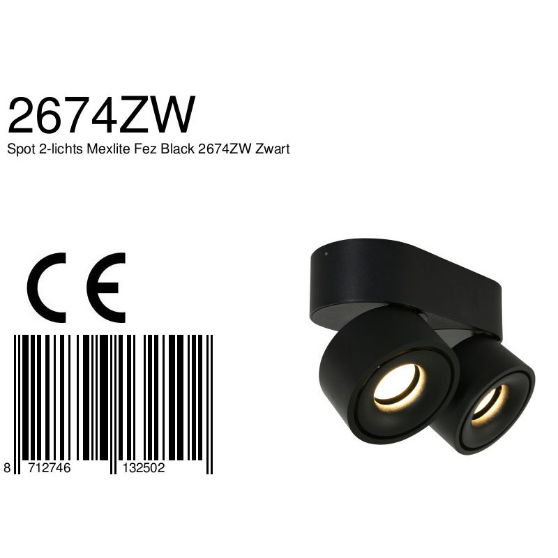 Spot moderne en métal et plastique noir Mexlite Fez Black – Image 7