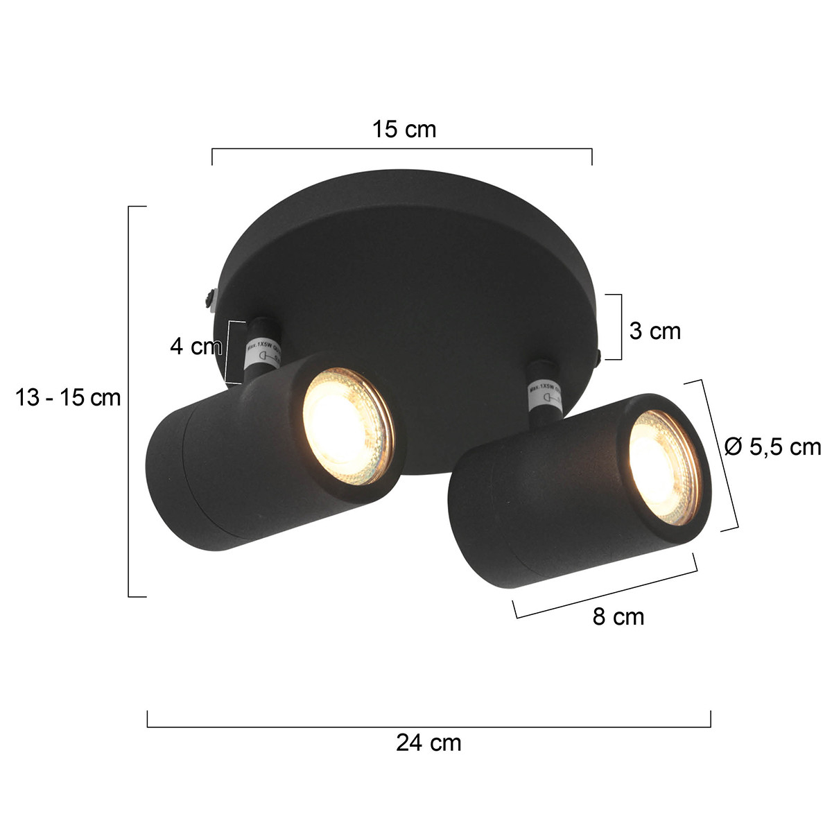 Spot moderne en métal noir Mexlite Upround LED – Image 6