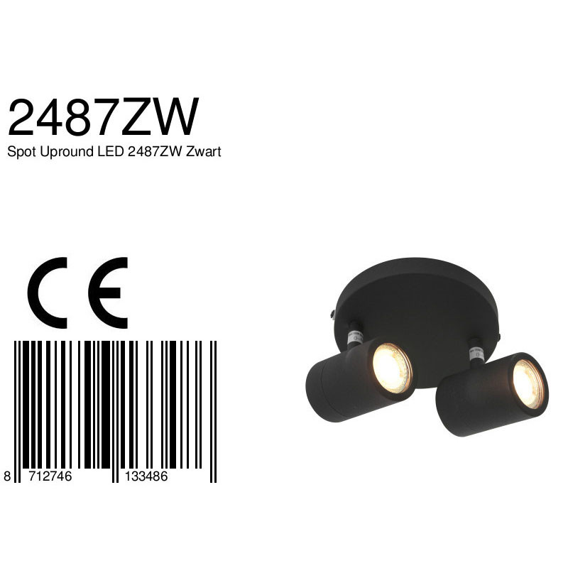 Spot moderne en métal noir Mexlite Upround LED – Image 7