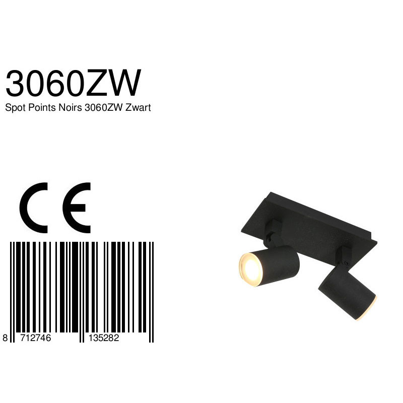 Spot moderne en métal noir Steinhauer Points noirs – Image 7