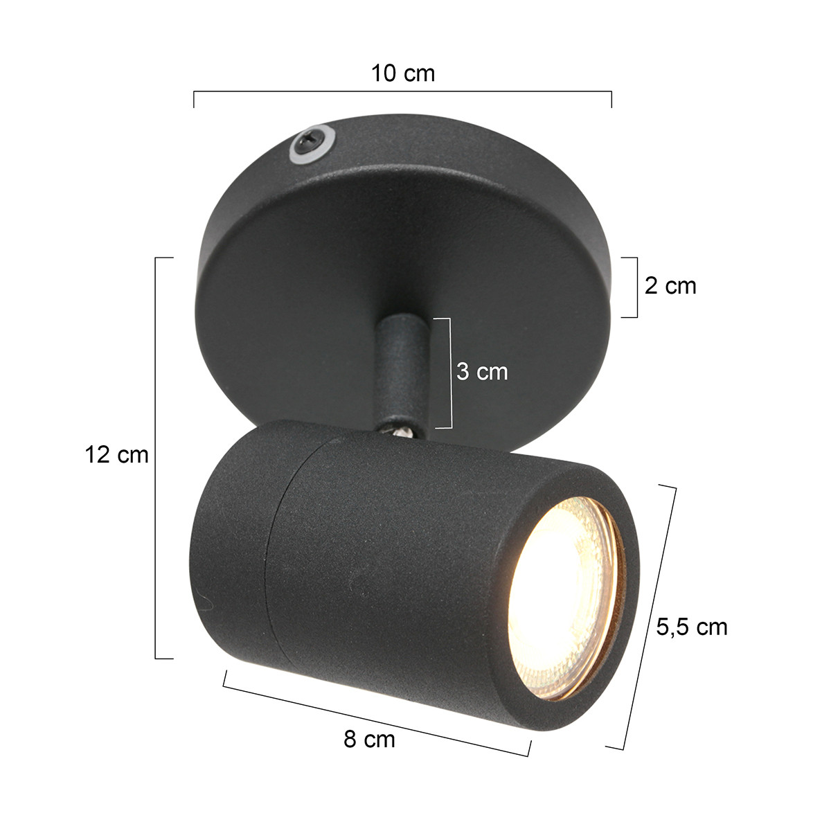 Spot moderne en métal noir Mexlite Upround LED – Image 6