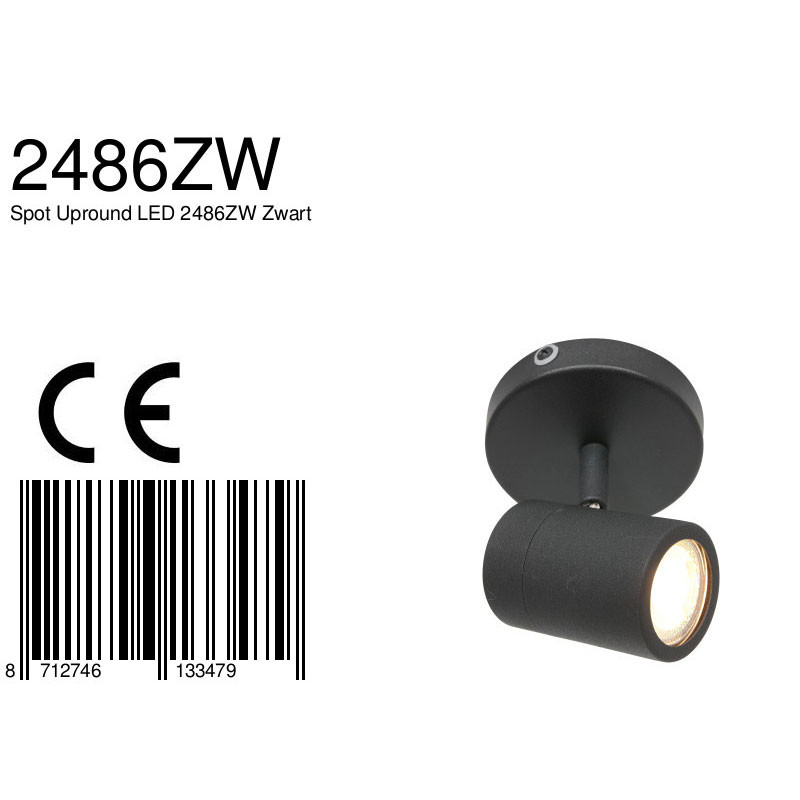 Spot moderne en métal noir Mexlite Upround LED – Image 7
