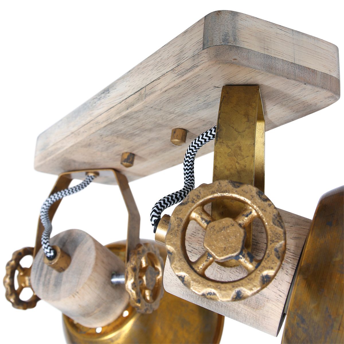 Spot robuste plafond deux lumières bronze Mexlite Gearwood – Image 14