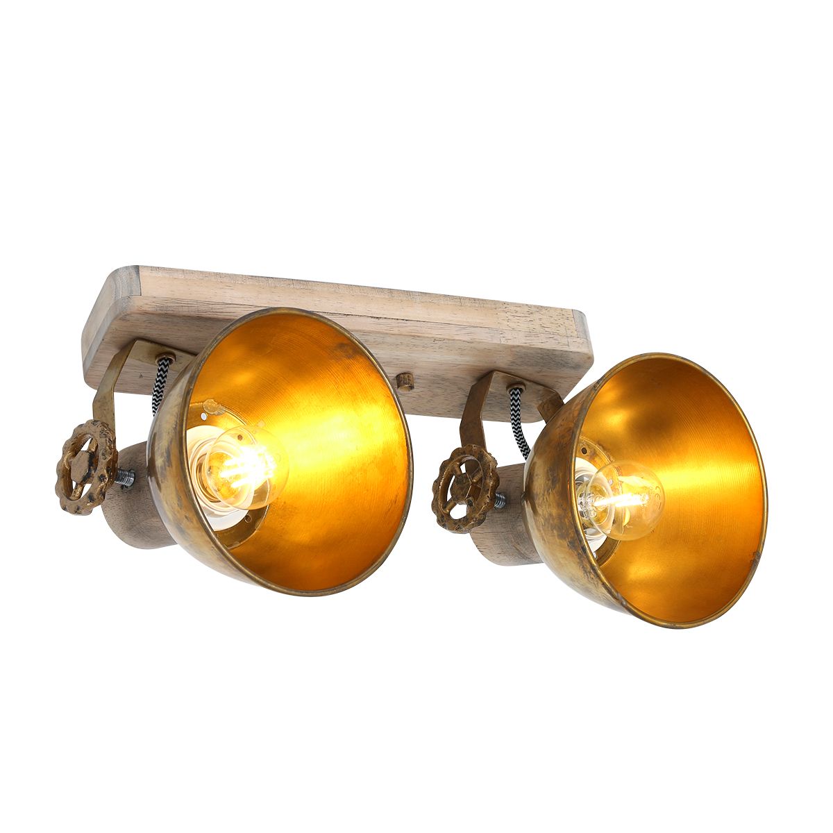 Spot robuste plafond deux lumières bronze Mexlite Gearwood – Image 19