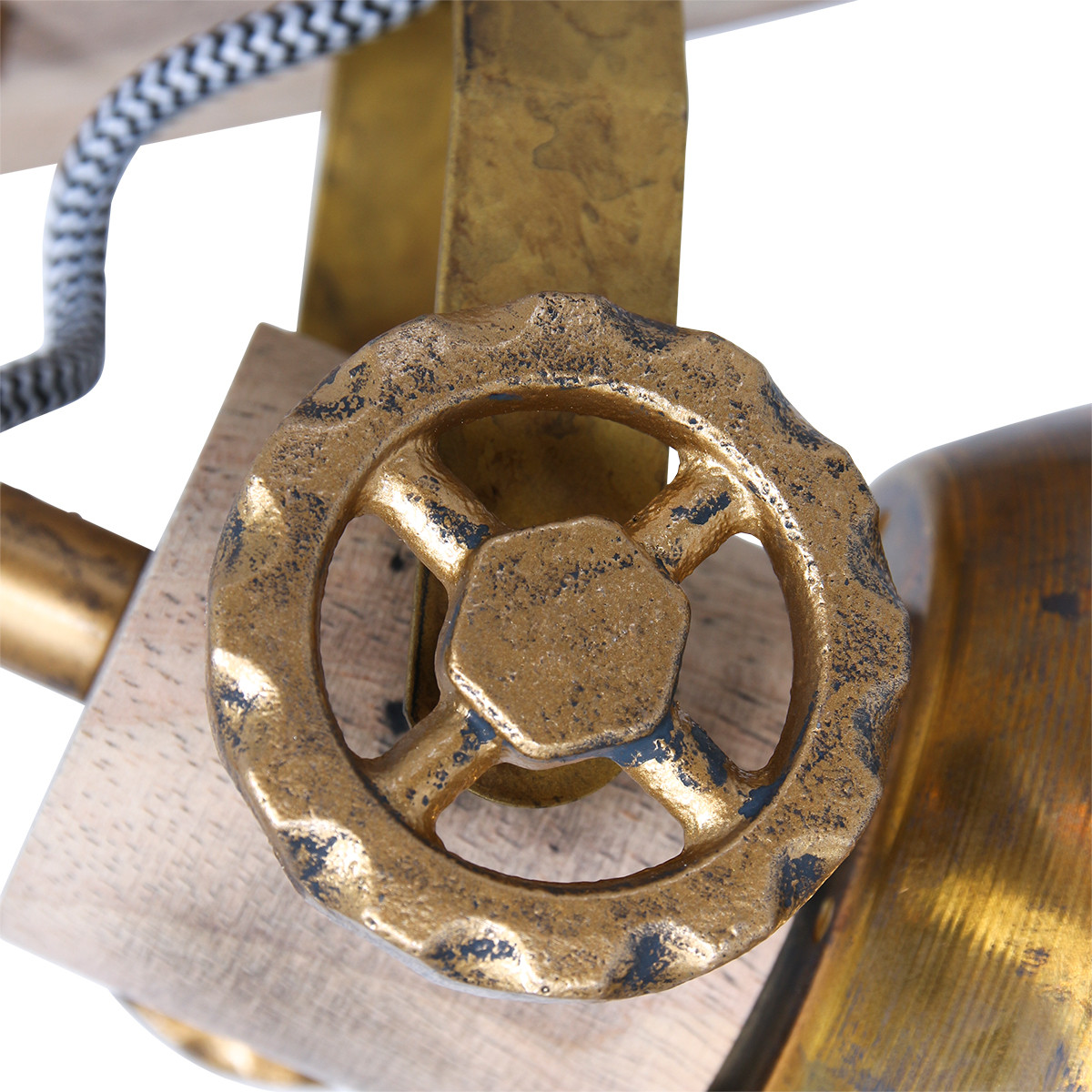 Spot robuste plafond deux lumières bronze Mexlite Gearwood – Image 3