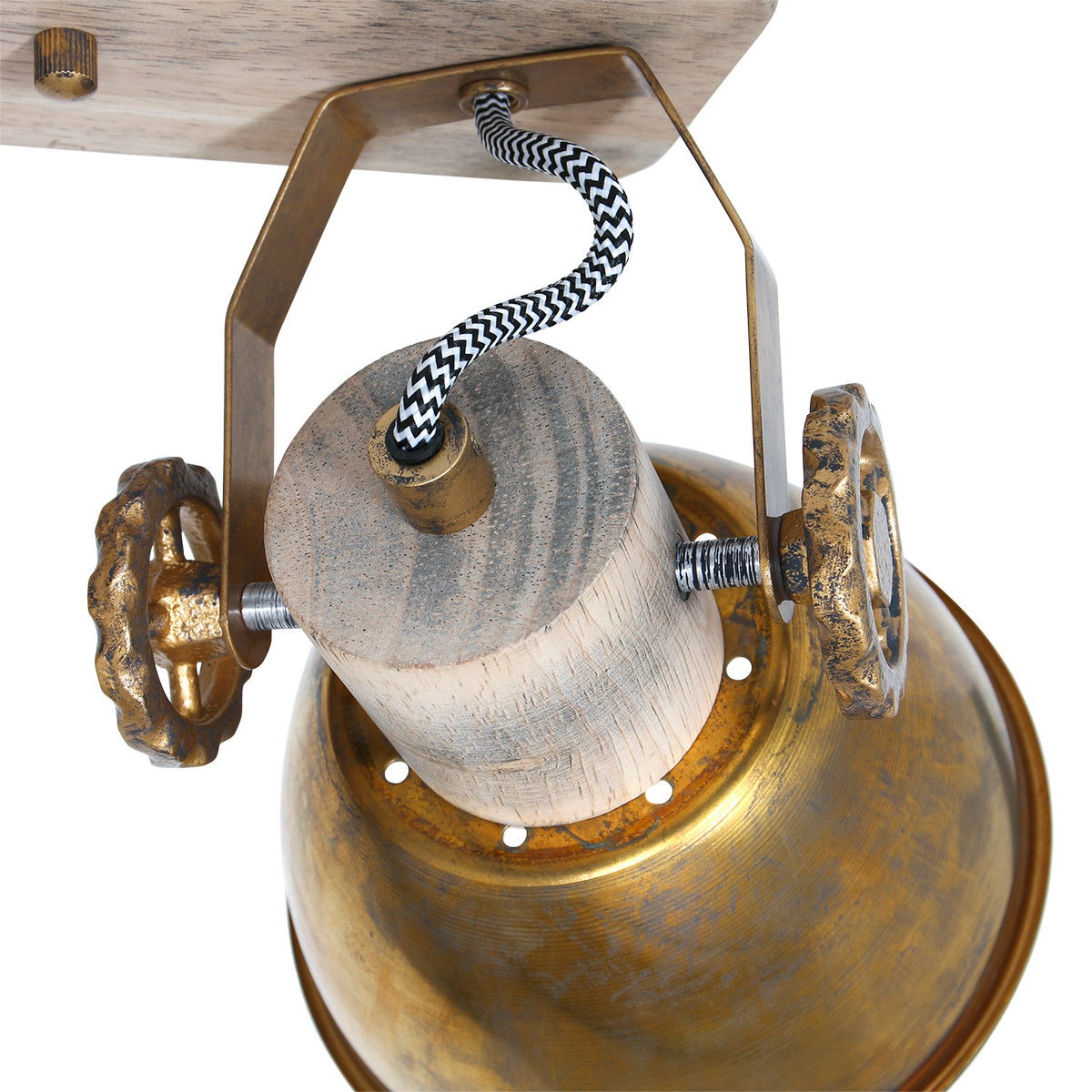 Spot robuste plafond deux lumières bronze Mexlite Gearwood – Image 4