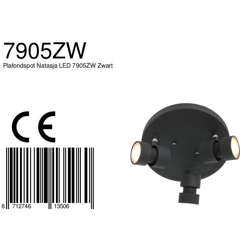 Spots ronds plafond trois LED noir Steinhauer Natasja – Image 7