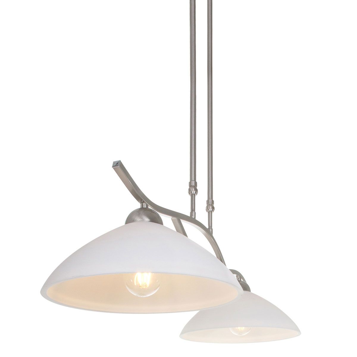 Suspension 2 lumières en acier abat-jour verre laiteux Steinhauer Capri – Image 11