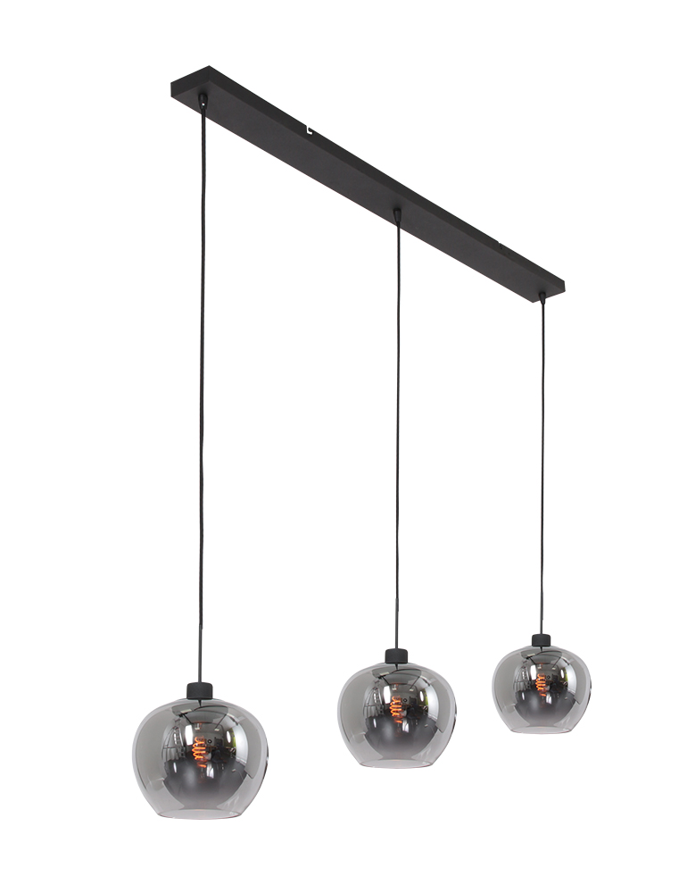 Suspension 3 lumières Steinhauer Lotus verre fumé et noir – Image 14