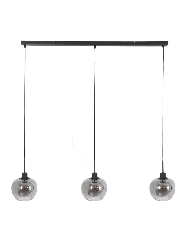 Suspension 3 lumières Steinhauer Lotus verre fumé et noir – Image 7