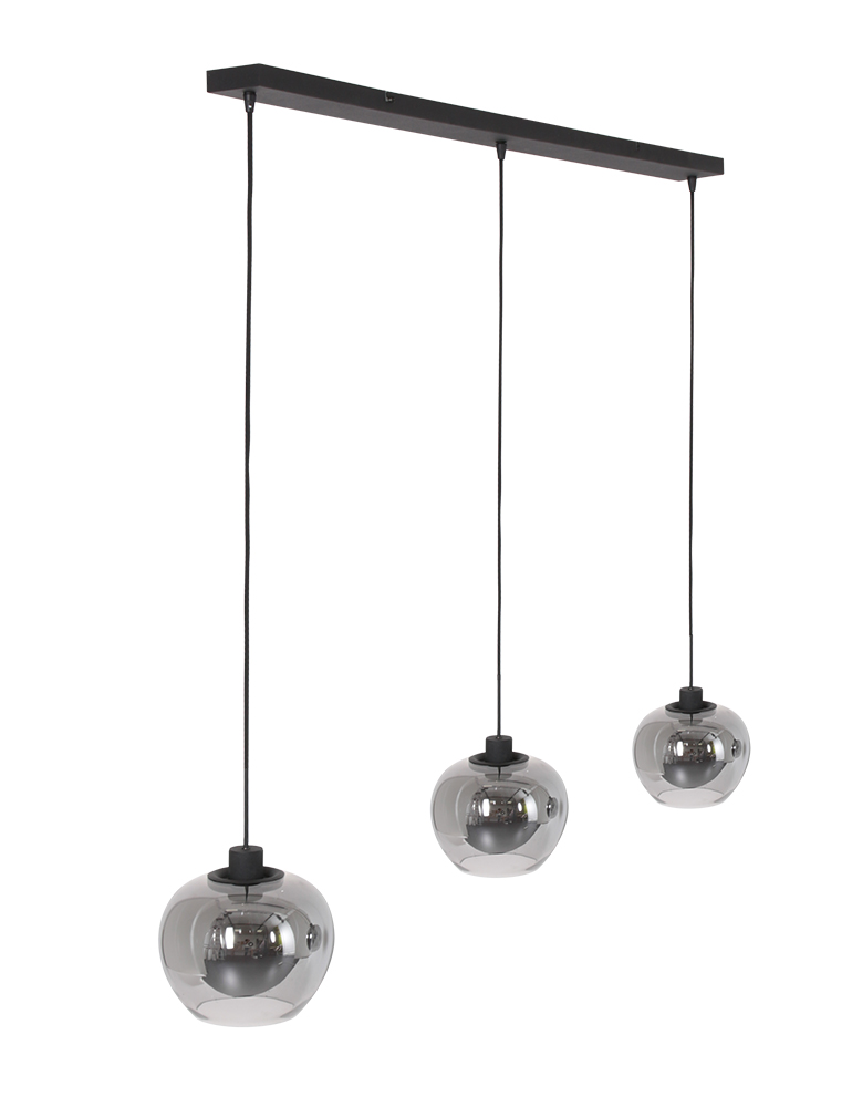 Suspension 3 lumières Steinhauer Lotus verre fumé et noir – Image 8