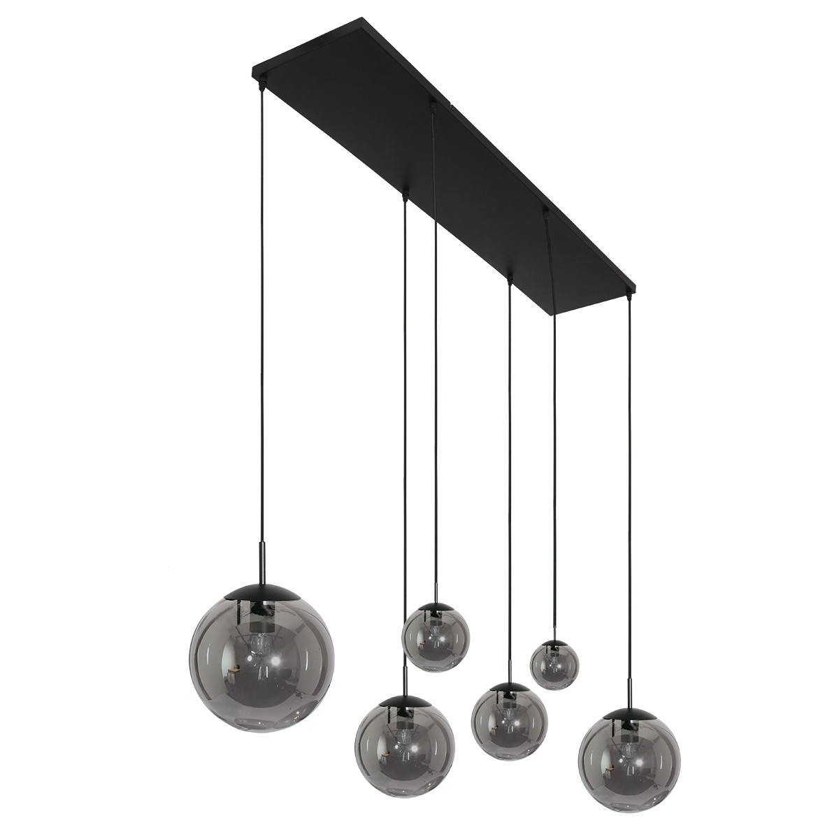 Suspension 6 boules verre Steinhauer Bollique verrefumé et noir – Image 2
